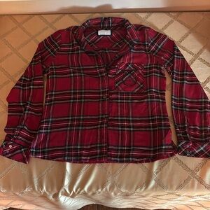 Red Plaid Pajama Long Sleeve Shirt